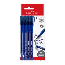 Faber-Castell Erase It Gel Pen Erasable 0.7mm Blue Pack 4