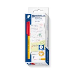 Staedtler Stick Ballpoint Pen 430 Fine Red Box 10