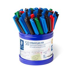 Staedtler Stick Ballpoint Pen 430 Medium Assorted Colours Cup 50