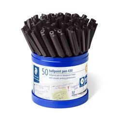 Staedtler Stick Ballpoint Pen 430 Medium Black Cup 50