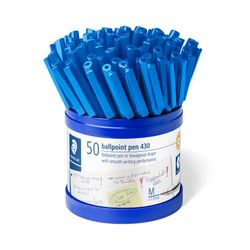 Staedtler Stick Ballpoint Pen 430 Medium Blue Cup 50