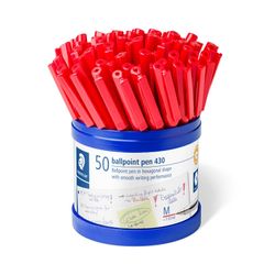 Staedtler Stick Ballpoint Pen 430 Medium Red Cup 50
