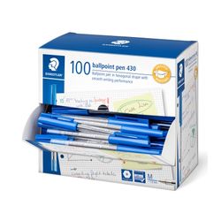 Staedtler Stick Ballpoint Pen 430 Medium Blue Box 100