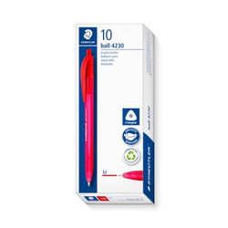 Staedtler Triangular Retractable Ballpoint Pen 4230 Medium Red Box 10