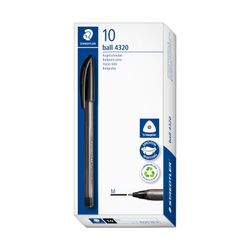 Staedtler Triangular Ballpoint Pen 4320 Medium Black Box 10