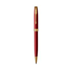Parker Ballpoint Pen Sonnet Red Lacquer Barrel Gold Trim Black Ink