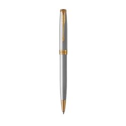 Parker Ballpoint Pen Sonnet Stainless Steel Barrel Gold Trim Black Ink