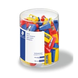 Staedlter 1 Hole Pencil Sharpener Plastic Wedge Assorted Colours Pack 100