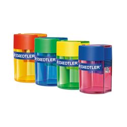 Staedlter 1 Hole Pencil Sharpener Plastic Barrel Assorted Colours Pack 10