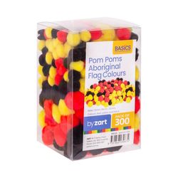 Basics Pom Poms Aboriginal Flag Colours Pack of 300