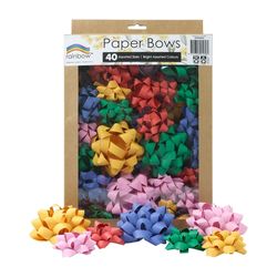 Rainbow Paper Bows Assorted Sizes & Colours Pack 40