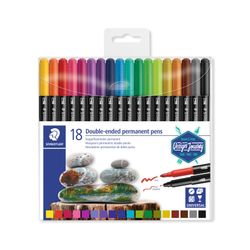 Staedtler Double-Ended Permanent Pens Box Of 18 Assorted Colours 3187 TB18