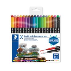 Staedtler Double-Ended Permanent Pens Box Of 36 Assorted Colours 3187 TB36