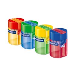Staedtler 2 Hole Pencil Sharpener Plastic Barrel Assorted Colours