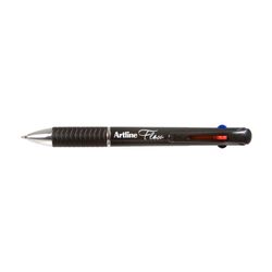 Artline Flow Retractable Ballpoint Pen 4 Colour Charcoal Barrel Bx12