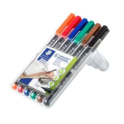 Staedtler Lumocolor Permanent Super Fine Marker 313 Assorted Wallet of 6