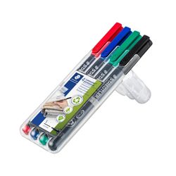 Staedtler Lumocolor Permanent Super Fine Marker 313 Assorted Wallet of 4
