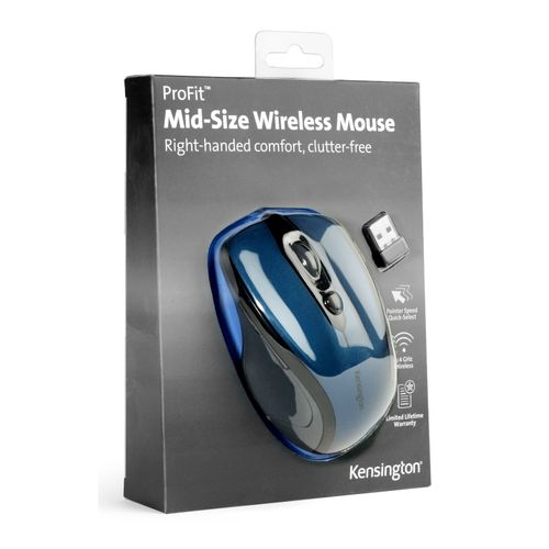 Kensington Pro Fit Mouse Wireless Mid Size Blue