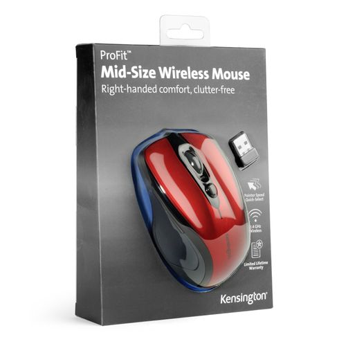 Kensington Pro Fit Mouse Wireless Mid Size Red