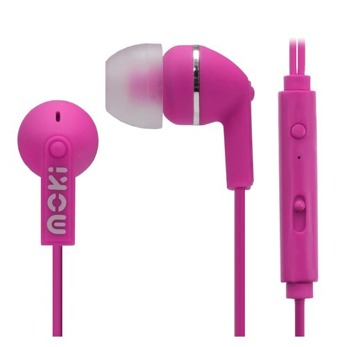 Moki Wired Earbuds Noise Isolation With Microphone/Control Pink