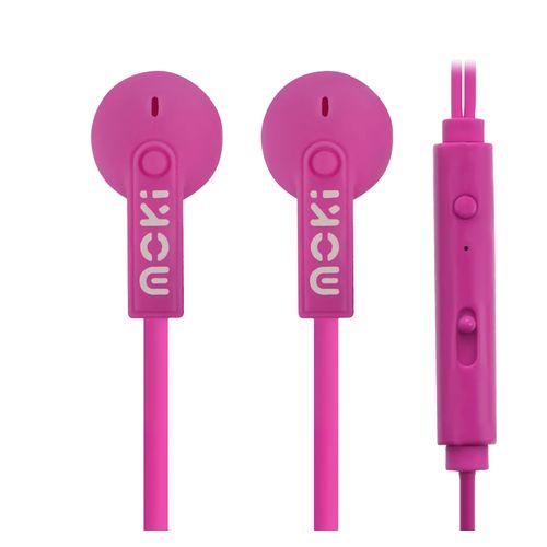 Moki Wired Earbuds Noise Isolation With Microphone/Control Pink