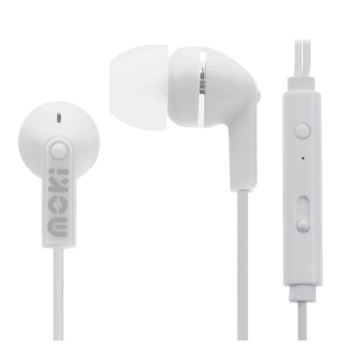 Moki Noise Isolation Earphones + Microphone White