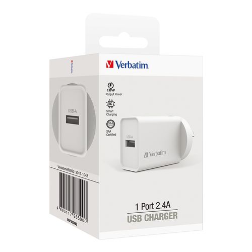 Verbatim Charger Usb Single Port 2.4A White