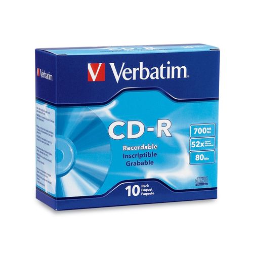 Verbatim Cdr 52x 700mb 80min Slim Case 10 Pack