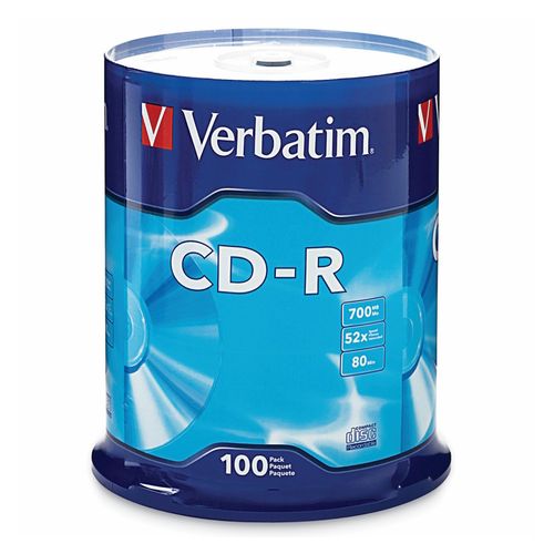 Verbatim Cdr 52x 700mb 80min Spindle 100 Pack