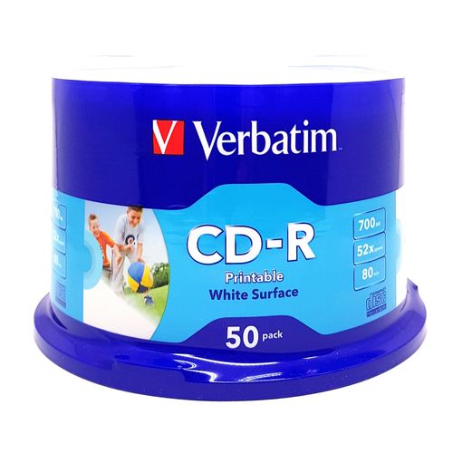 Verbatim Cdr 52x 700mb 80min White Print 50 Pack