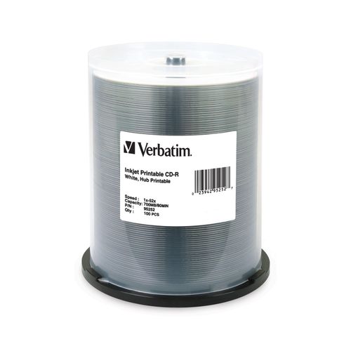Verbatim Cdr 52x 700mb 80min White Inkjet Print 100 Pack