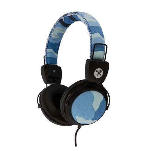 Moki Camo Wired Headphones + Inline Microphone Blue