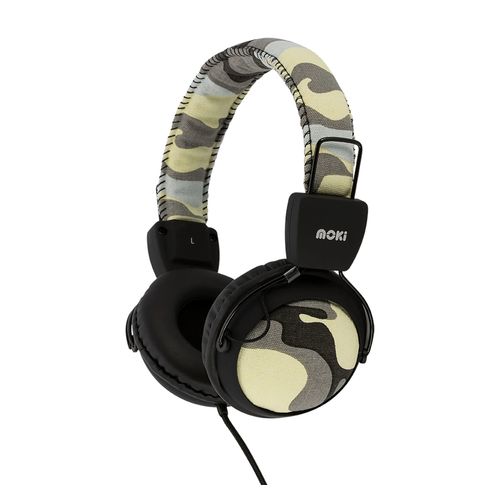 Moki Camo Wired Headphones + Inline Microphone Grey