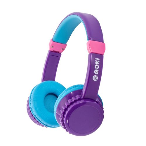 Moki PlaySafe Volume Limited Wireless Headphones Purple/Aqua