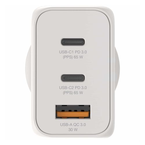 Verbatim Charger USB GaN 65W 2 USB-C + 1 USB-A White