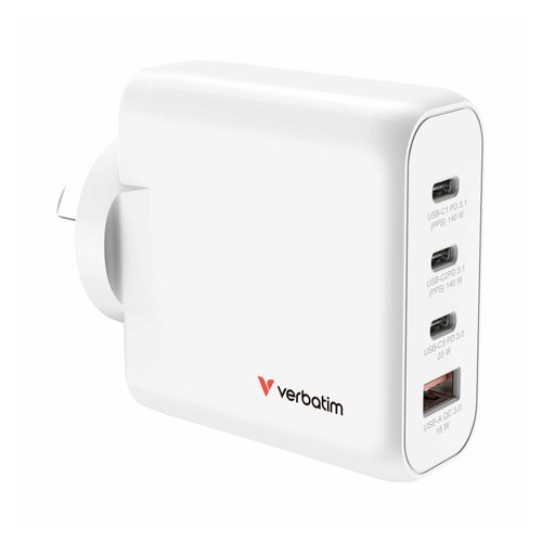 Verbatim Charger USB GaN 140W 3 USB-C + 1 USB-A White
