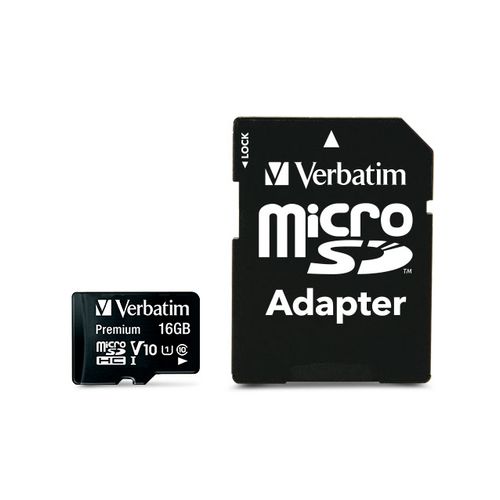 Verbatim Memory Card Micro SDHC 16Gb Class 10 W/ Adapter