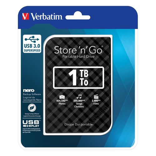 Verbatim External Hard Drive Portable Usb3.0 1Tb