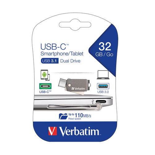 Verbatim Usb Flash Drive On The Go 32Gb Usb C 3.1/Usb3.0 Dual Head