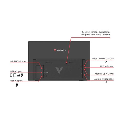 Verbatim Portable Touchscreen Monitors Light Series 15.6'