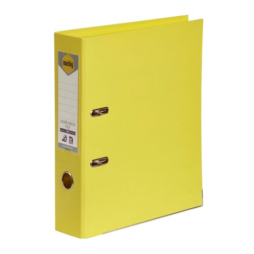 Marbig Lever Arch File A4 PE Linen Lemon Yellow
