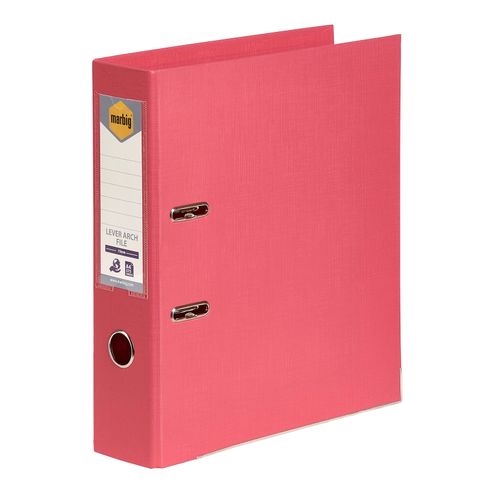 Marbig Lever Arch File A4 PE Linen Coral