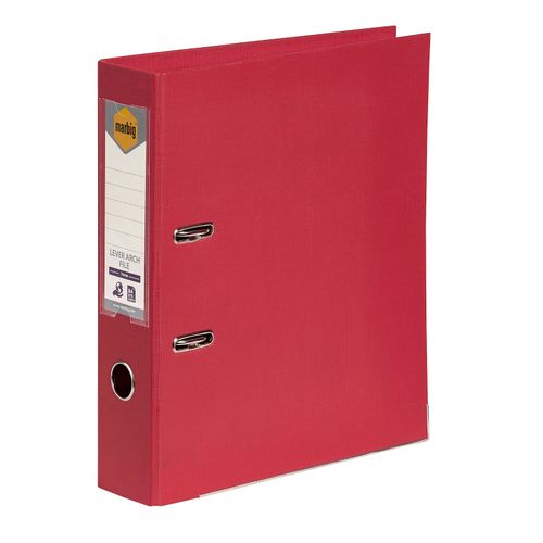 Marbig Lever Arch File A4 PE Linen Deep Red