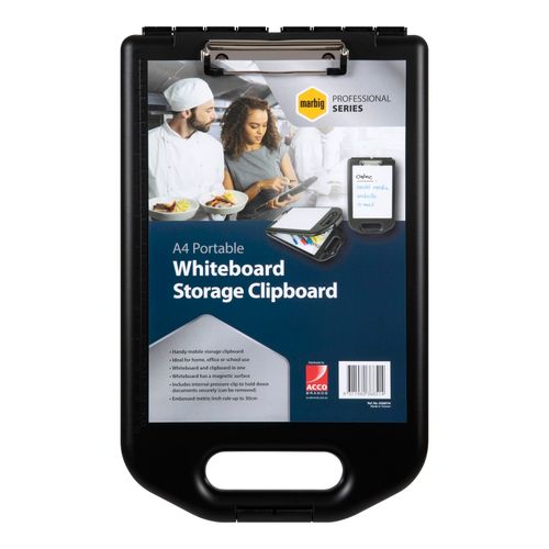Marbig Professional Clipboard Storage with Whiteboard Black