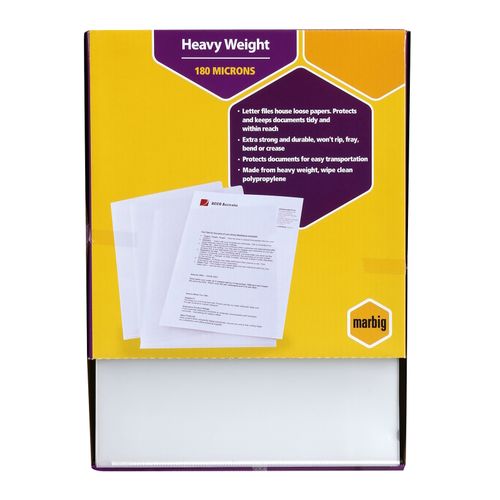 Marbig Letter File A4 Ultra Clear Box 100