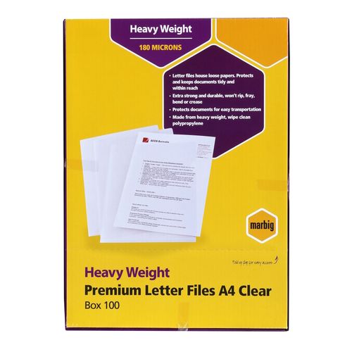 Marbig Letter File A4 Ultra Clear Box 100