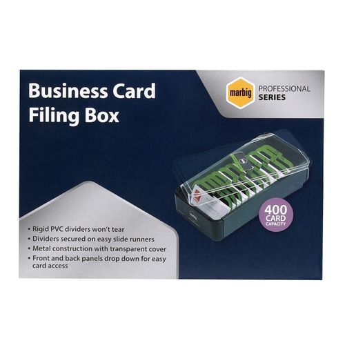 Marbig Business Card Box Filing Box 400 Card Capacity
