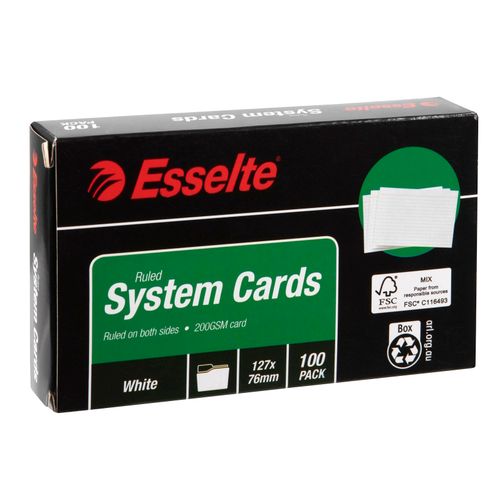 Esselte System Cards 127x76mm (5x3) White Pack 100