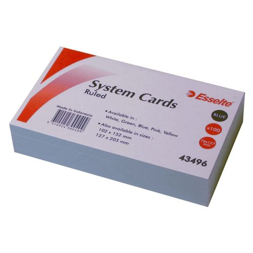 Esselte System Cards 127x76mm (5x3) Blue Pack 100