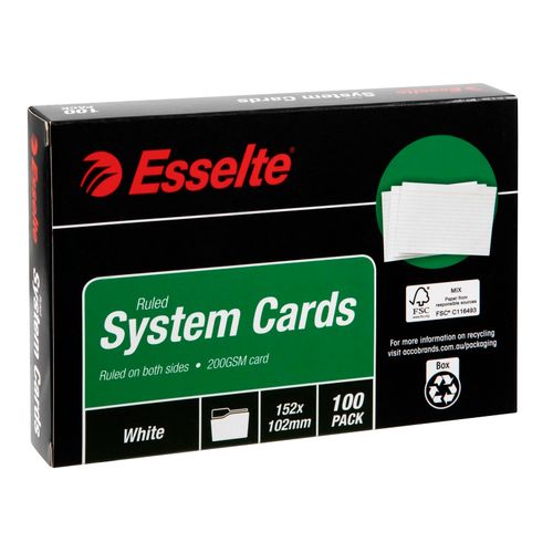 Esselte System Cards 152x102mm (6x4) White Pack 100